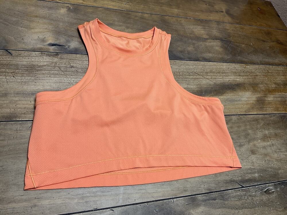 Lululemon Open-Back Cropped Training Tank Top Orange Soda Size 10